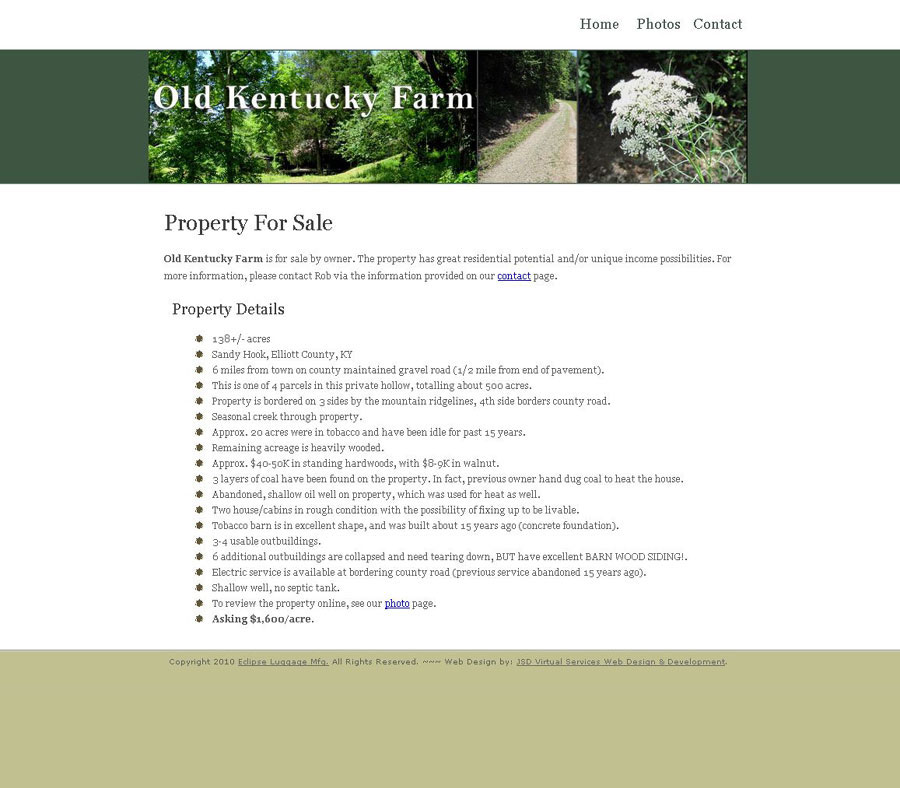 Old Kentucky Farm - Property for sale site.