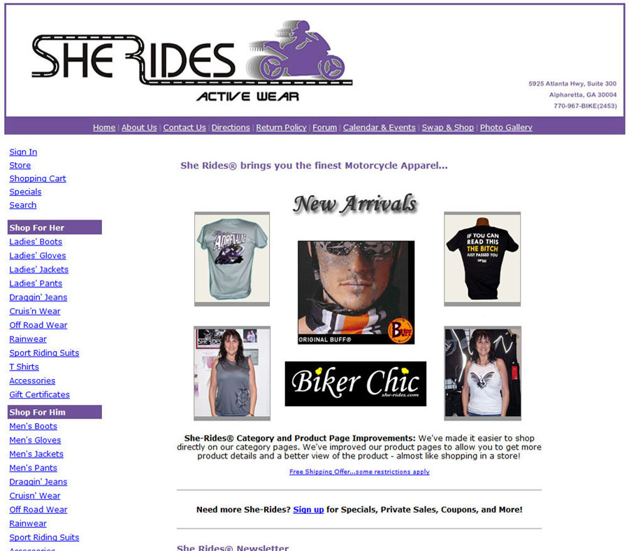 She Rides, Miva Merchant v.5 Cart CSSUI, HTML and CSS